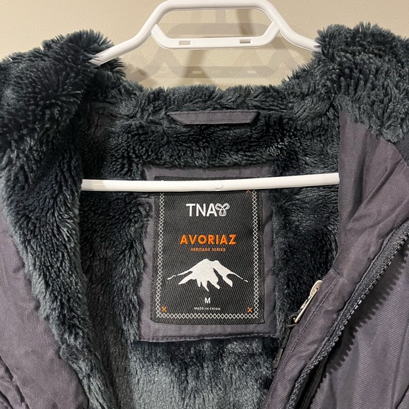 Blue Charcoal Hooded TNA Winter Jacket - Picture 2 of 5